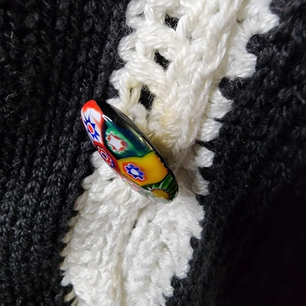 Vintage Ani Barrie Size Large Buttom Up Cardigan Sweater Black - Picture 9 of 12